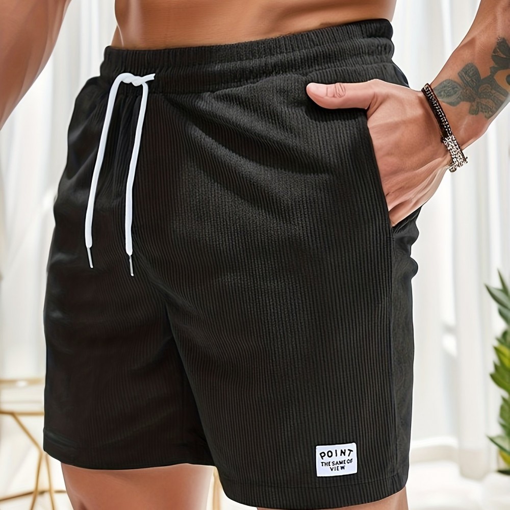 Men's Corduroy Drawstring Shorts - Polyester Summer Shorts