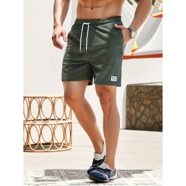 Men's Corduroy Drawstring Shorts - Polyester Summer Shorts