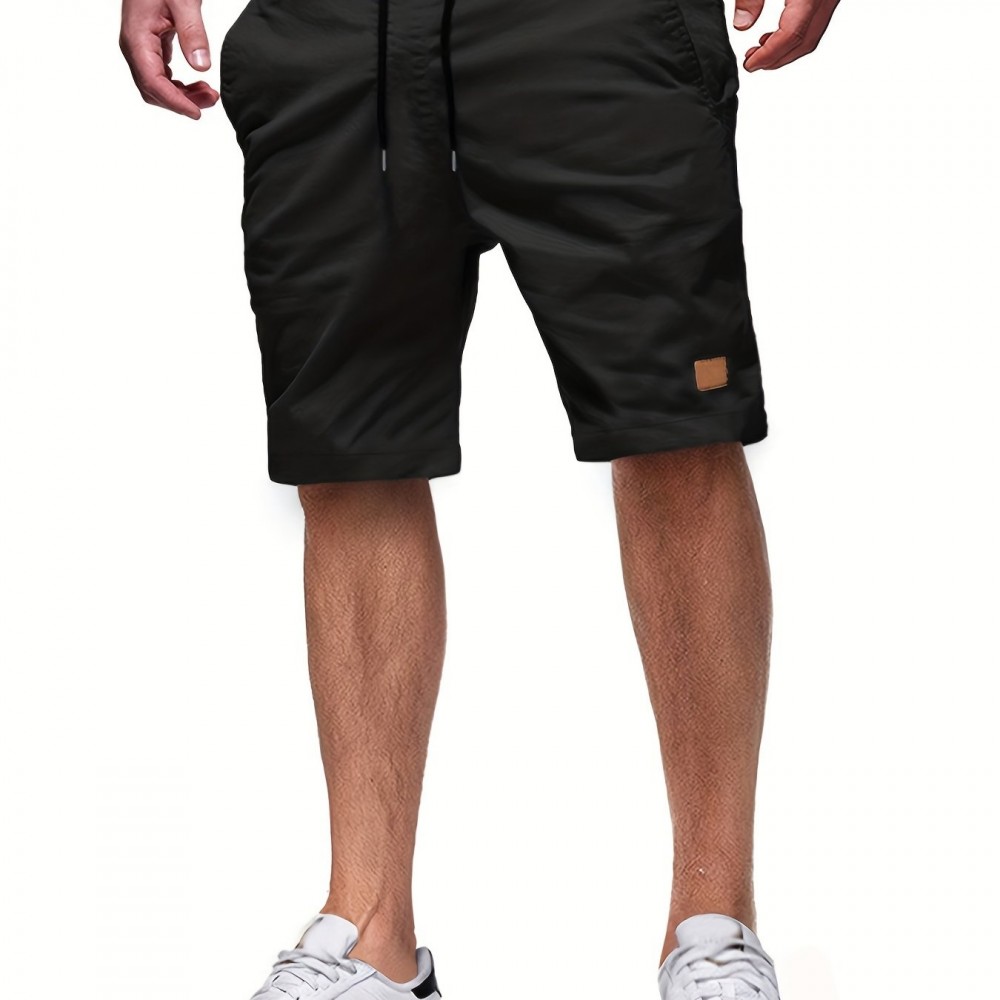 Men's Cut-Off Drawstring Shorts – 100% Polyester, Regular Fit
