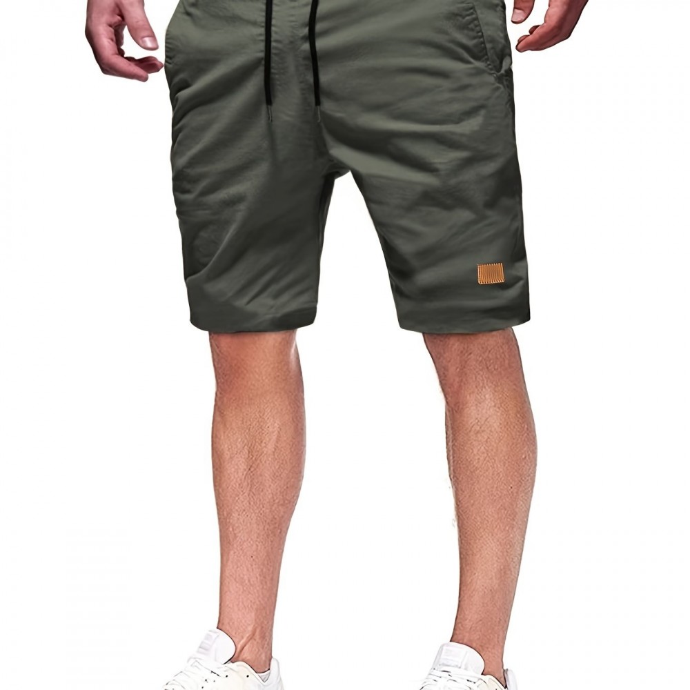 Men's Cut-Off Drawstring Shorts – 100% Polyester, Regular Fit