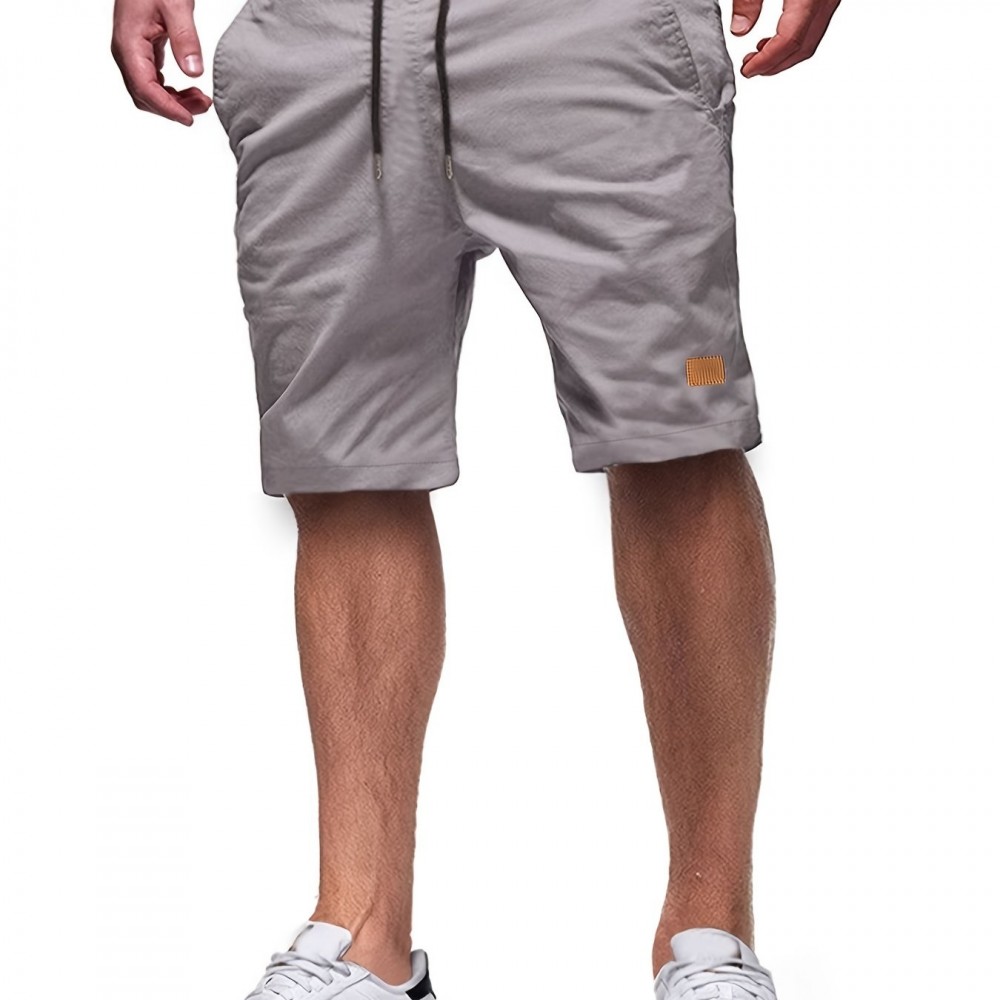 Men's Cut-Off Drawstring Shorts – 100% Polyester, Regular Fit