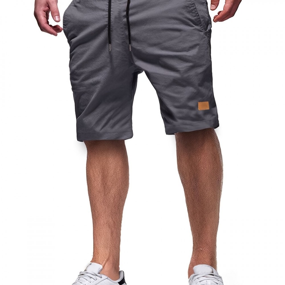 Men's Cut-Off Drawstring Shorts – 100% Polyester, Regular Fit