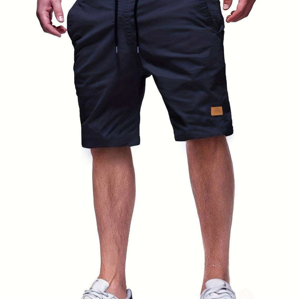 Men's Cut-Off Drawstring Shorts – 100% Polyester, Regular Fit