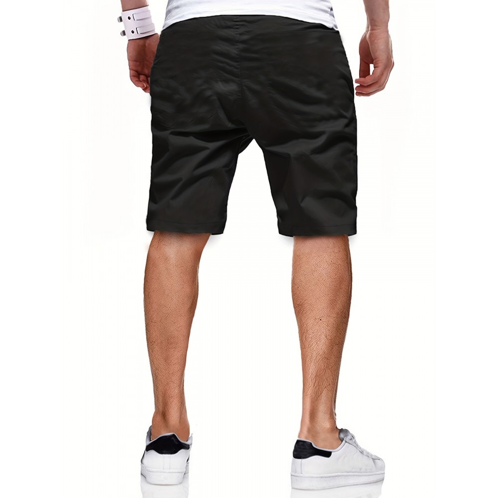 Men's Cut-Off Drawstring Shorts – 100% Polyester, Regular Fit