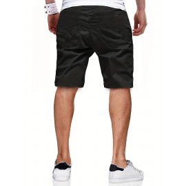 Men's Cut-Off Drawstring Shorts – 100% Polyester, Regular Fit