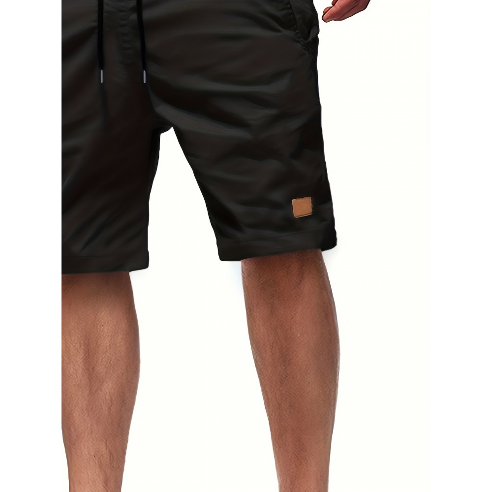 Men's Cut-Off Drawstring Shorts – 100% Polyester, Regular Fit