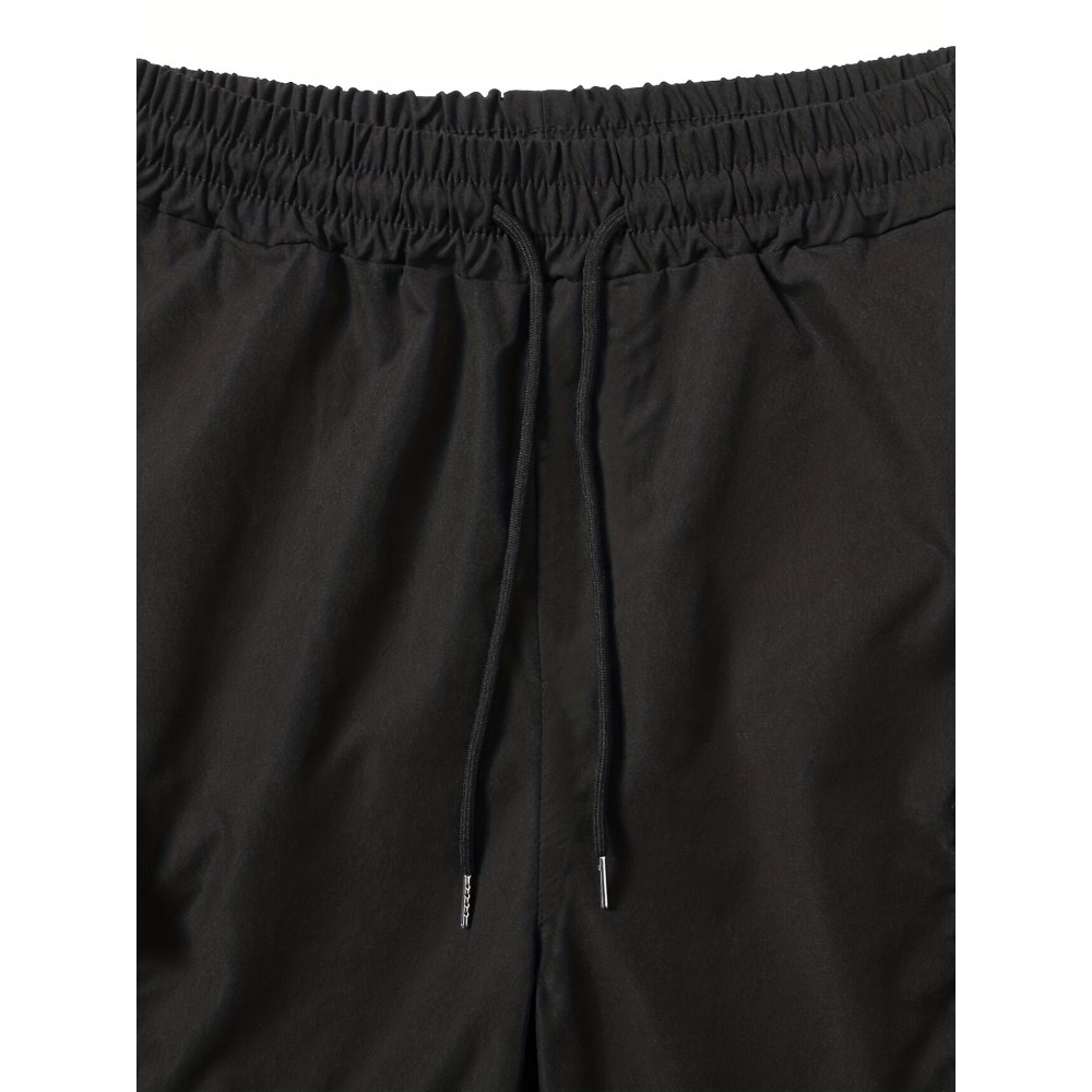 Men's Cut-Off Drawstring Shorts – 100% Polyester, Regular Fit