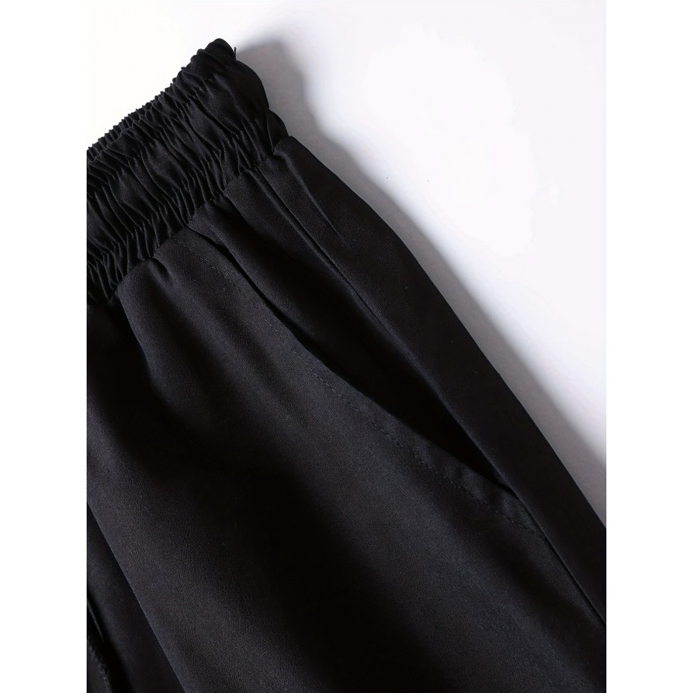 Men's Cut-Off Drawstring Shorts – 100% Polyester, Regular Fit