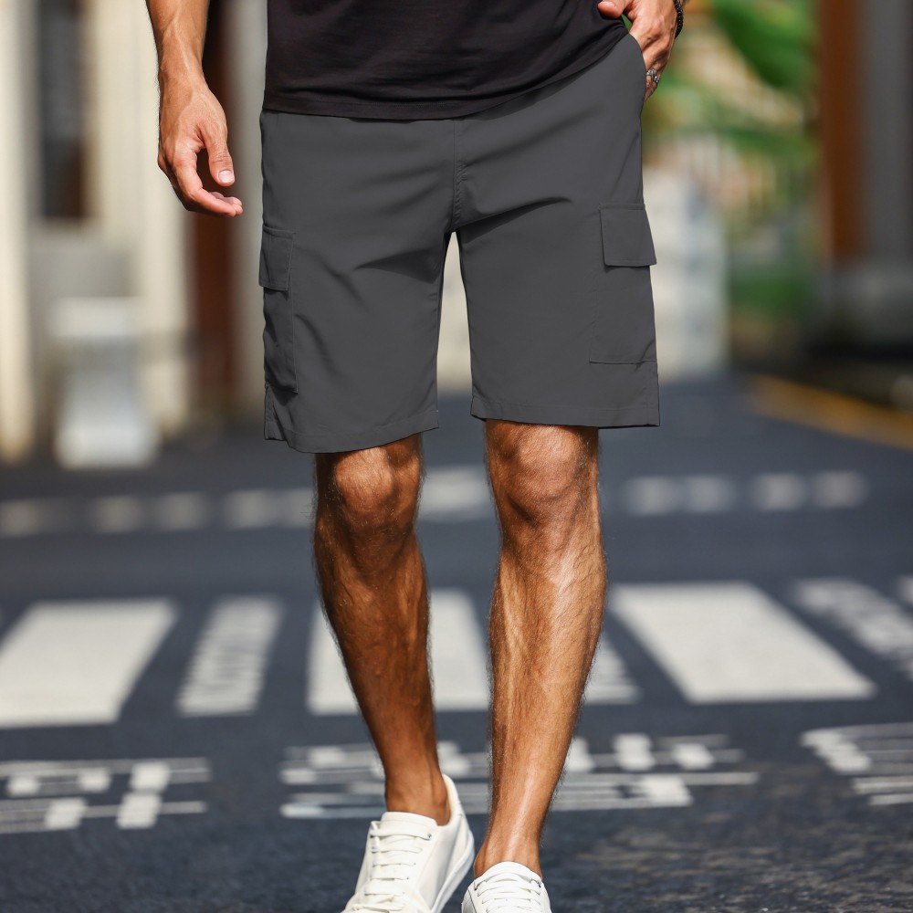 Men's Polyester Cargo Shorts - Regular Fit, Summer