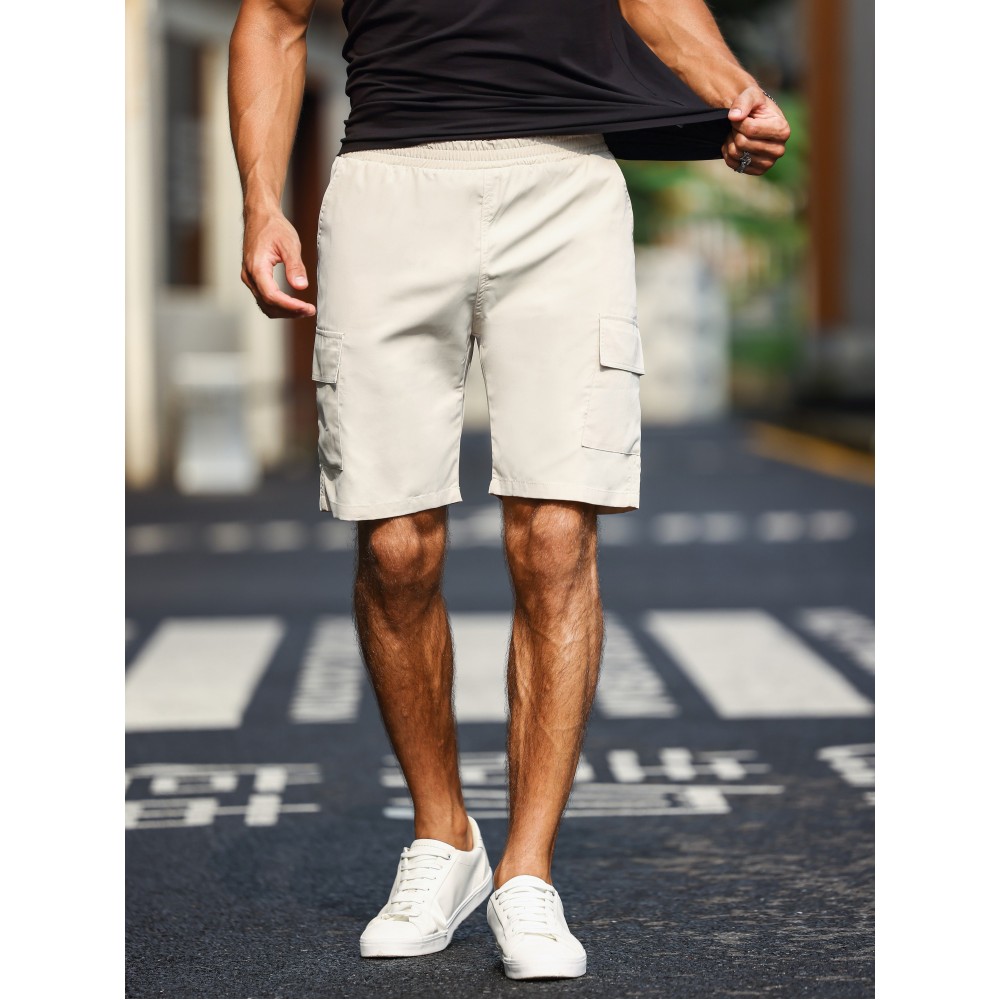 Men's Polyester Cargo Shorts - Regular Fit, Summer