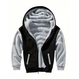Men's Color-Block Sherpa-Lined Hoodie - Cotton-Poly Blend