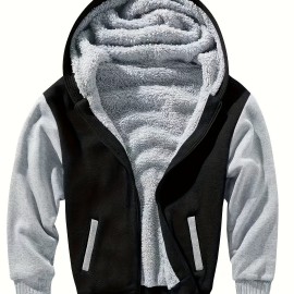 Men's Color-Block Sherpa-Lined Hoodie - Cotton-Poly Blend