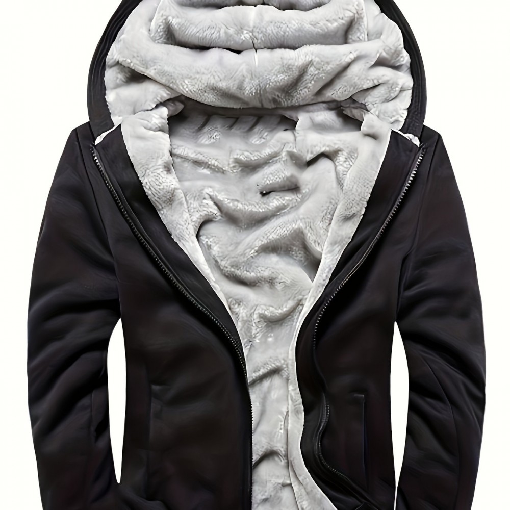 Men's Color-Block Sherpa-Lined Hoodie - Cotton-Poly Blend
