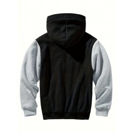 Men's Color-Block Sherpa-Lined Hoodie - Cotton-Poly Blend