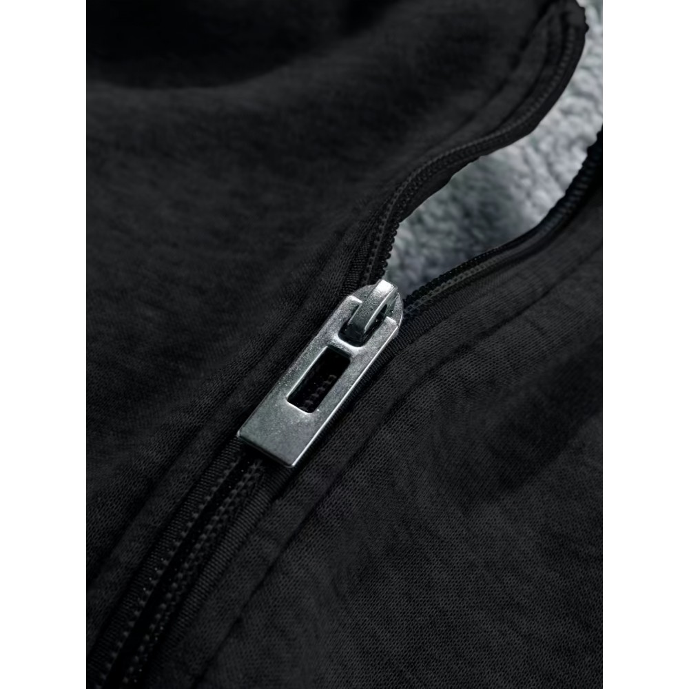 Men's Color-Block Sherpa-Lined Hoodie - Cotton-Poly Blend