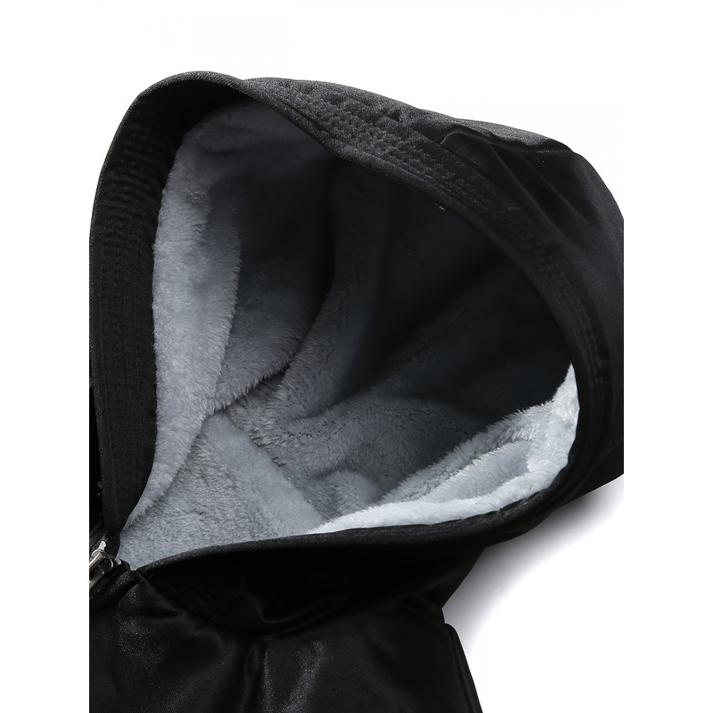 Men's Color-Block Sherpa-Lined Hoodie - Cotton-Poly Blend