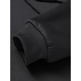 男士纯色抓绒连帽衫——带袋鼠口袋套头衫