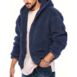 Men's Polar Fleece Zip-Up Hoodie – Solid, Regular Fit