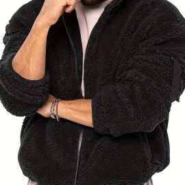 Men's Polar Fleece Zip-Up Hoodie – Solid, Regular Fit