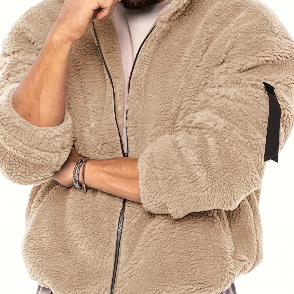 Men's Polar Fleece Zip-Up Hoodie – Solid, Regular Fit