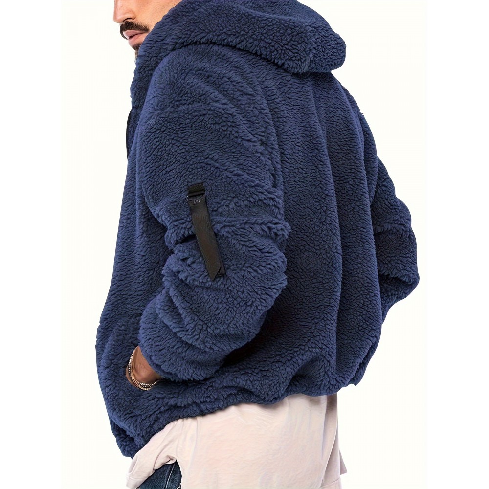 Men's Polar Fleece Zip-Up Hoodie – Solid, Regular Fit