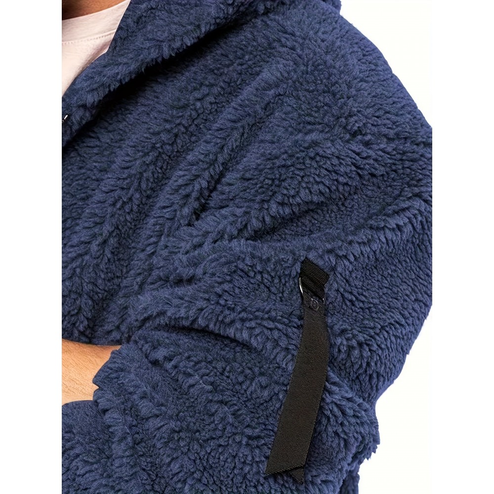 Men's Polar Fleece Zip-Up Hoodie – Solid, Regular Fit