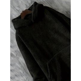 男士珊瑚绒连帽衫——宽松保暖套头衫