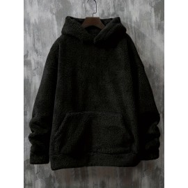 男士珊瑚绒连帽衫——宽松保暖套头衫