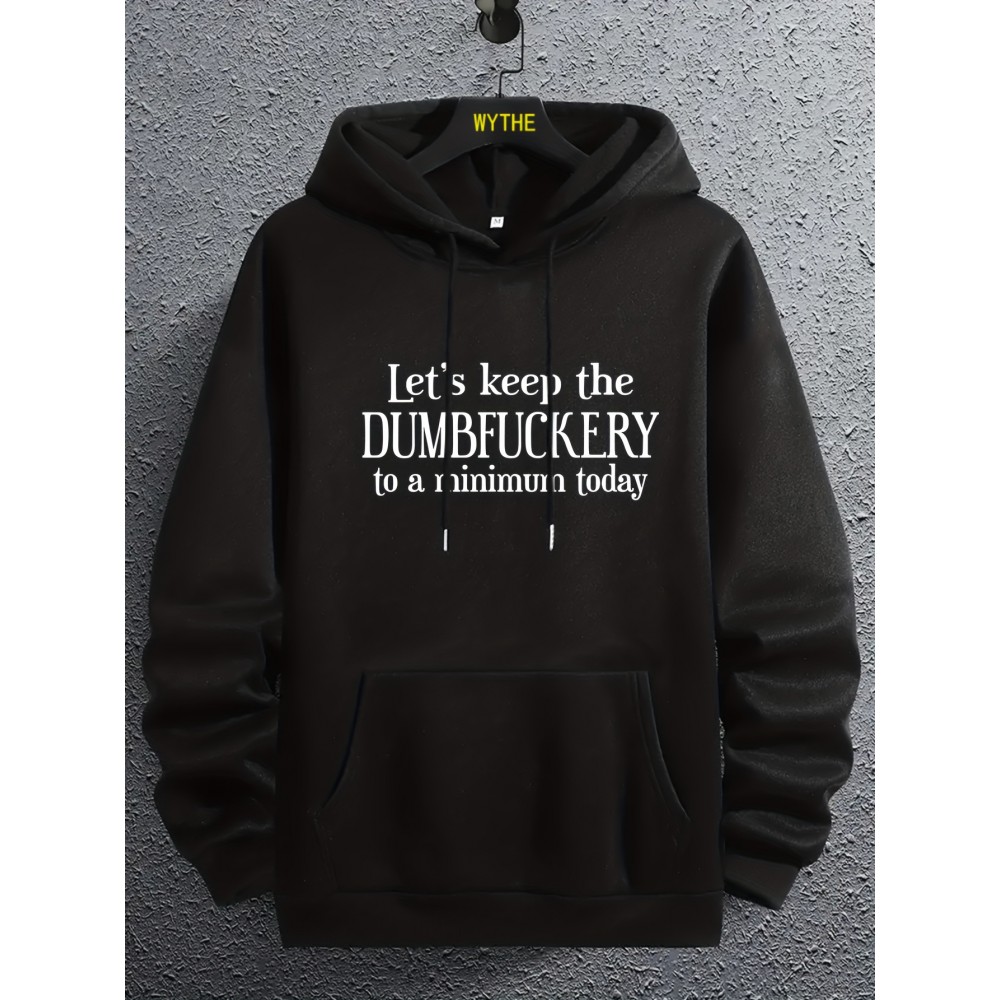 Men's Geometric-Print Polyester Hoodie – Kangaroo Pocket