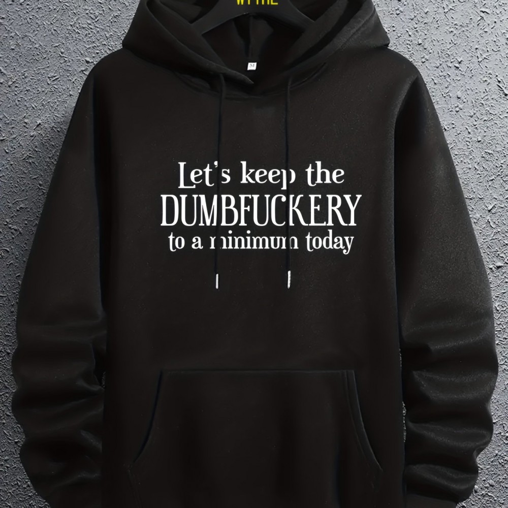 Men's Geometric-Print Polyester Hoodie – Kangaroo Pocket
