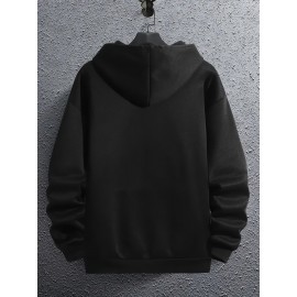 Men's Geometric-Print Polyester Hoodie – Kangaroo Pocket