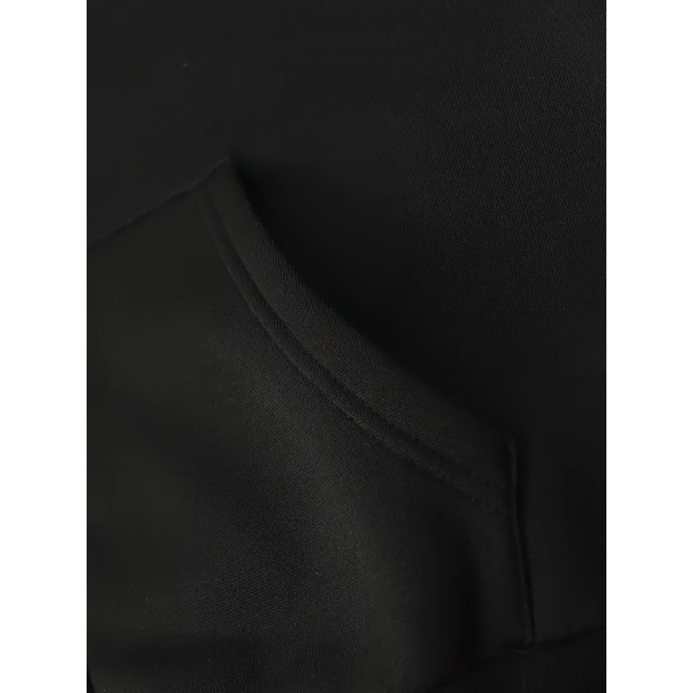 Men's Geometric-Print Polyester Hoodie – Kangaroo Pocket