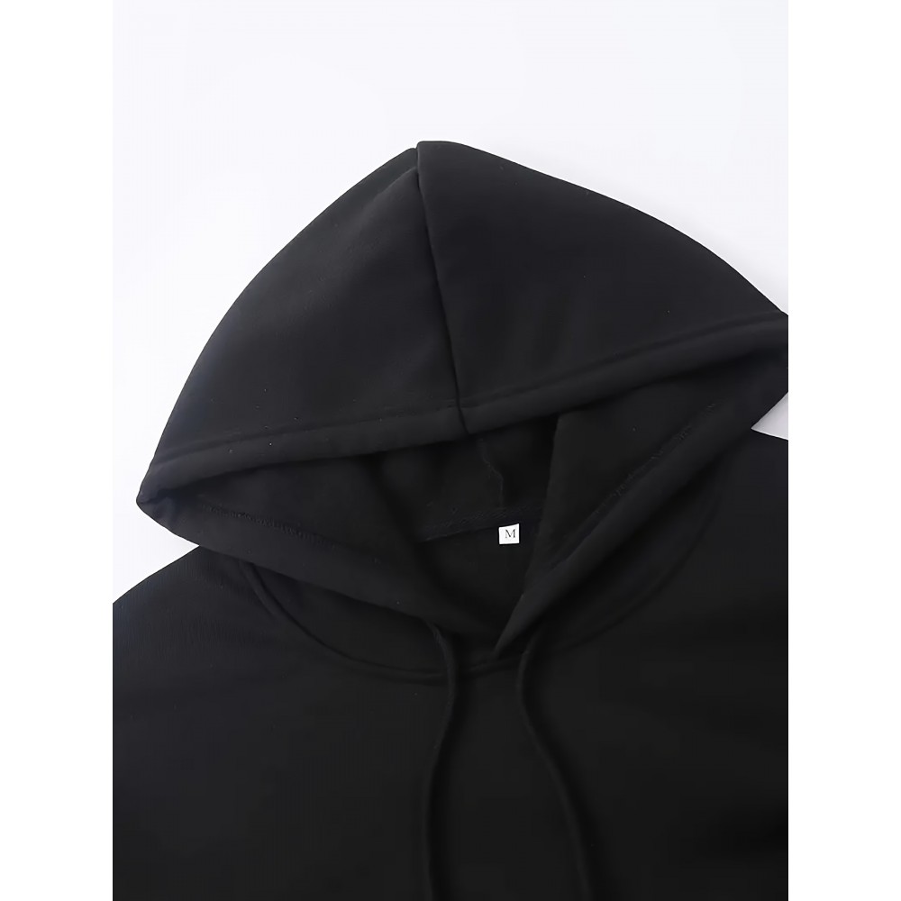 Men's Geometric-Print Polyester Hoodie – Kangaroo Pocket