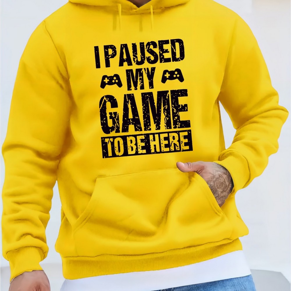 'I Paused My Game' Funny Hoodie for Men – Polyester Pullover