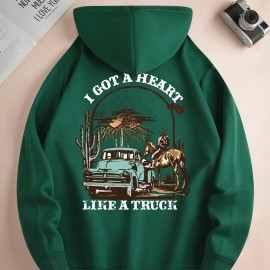 Men's 'Heart Like a Truck' Cowboy Hoodie – Polyester-Spandex