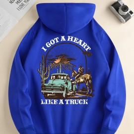 Men's 'Heart Like a Truck' Cowboy Hoodie – Polyester-Spandex