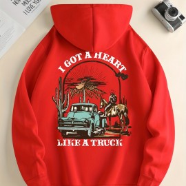 Men's 'Heart Like a Truck' Cowboy Hoodie – Polyester-Spandex