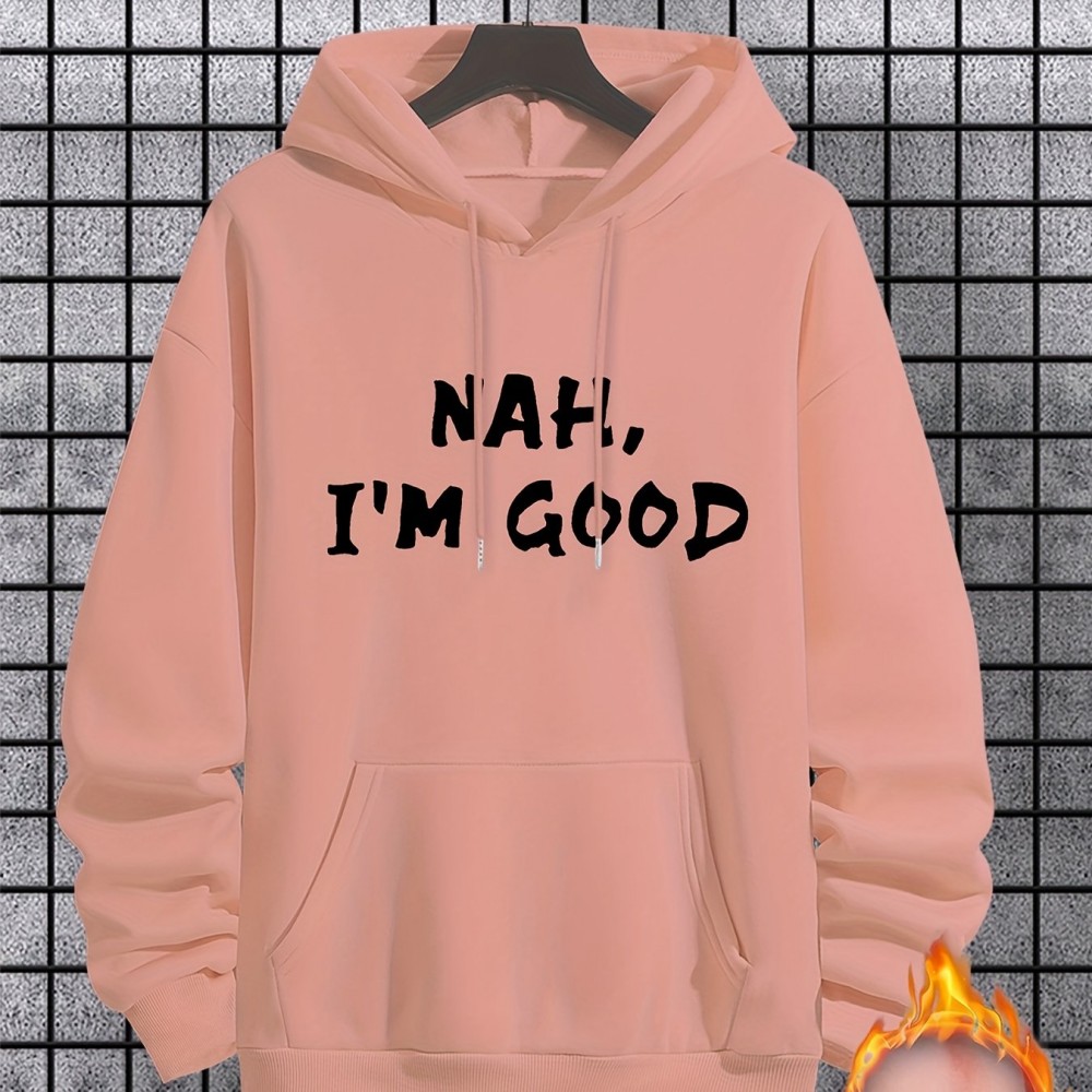 I'm Good 图案连帽衫 — 男士聚酯纤维套头卫衣