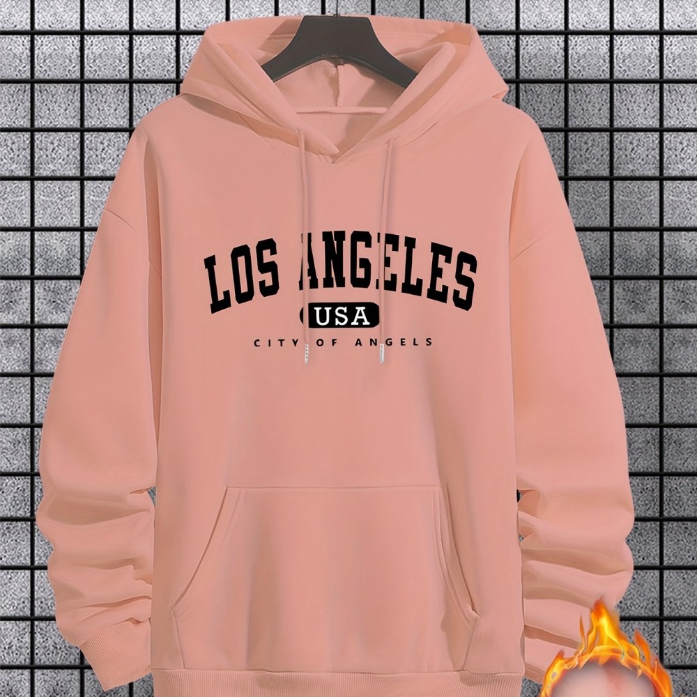 Los Angeles Print Hoodie for Men – 100% Polyester Pullover