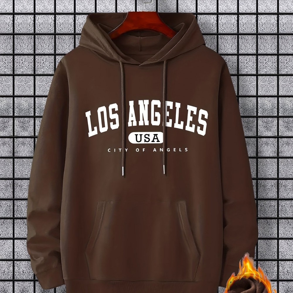 Los Angeles Print Hoodie for Men – 100% Polyester Pullover