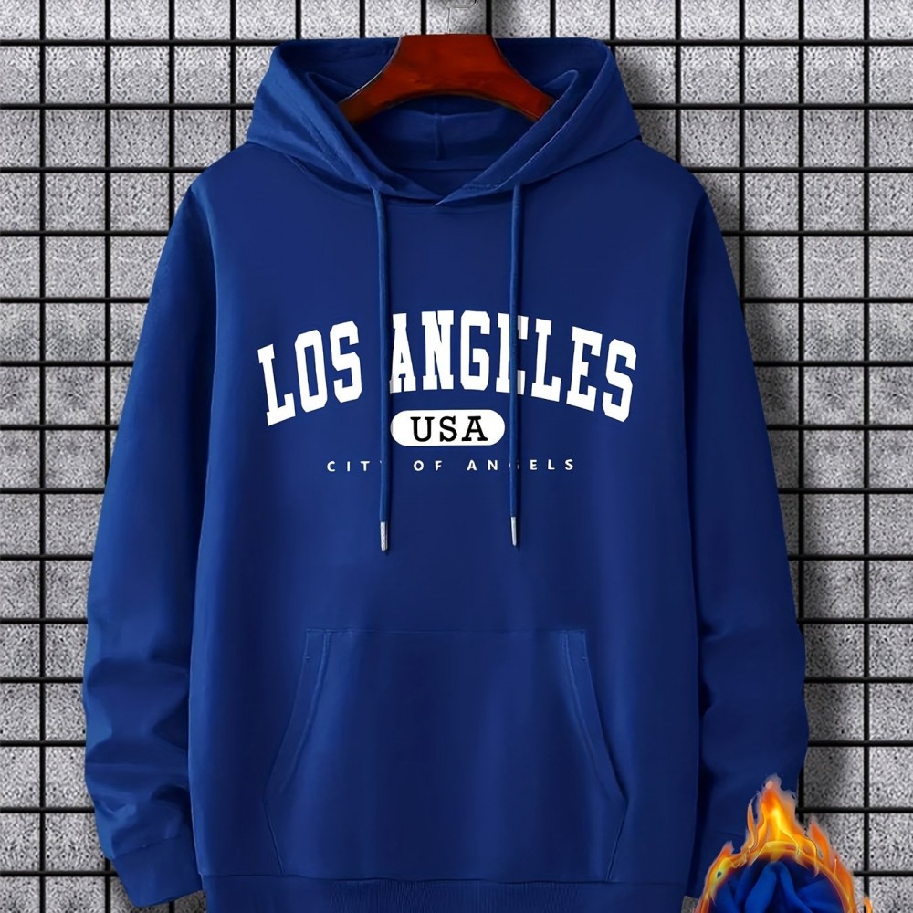 Los Angeles Print Hoodie for Men – 100% Polyester Pullover