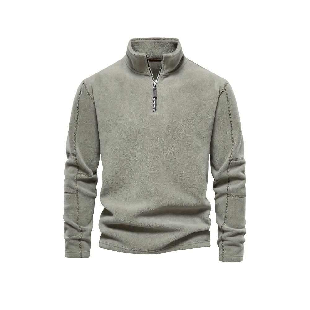 Men's Corduroy Zip-Up V-Neck Sweatshirt - Polyester