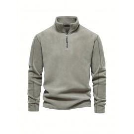 Men's Corduroy Zip-Up V-Neck Sweatshirt - Polyester