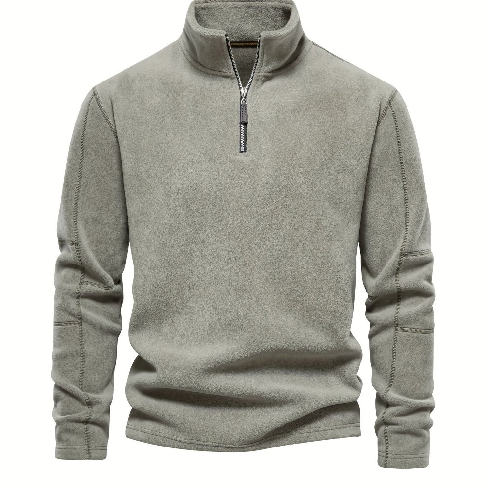 Men's Corduroy Zip-Up V-Neck Sweatshirt - Polyester