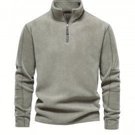 Men's Corduroy Zip-Up V-Neck Sweatshirt - Polyester