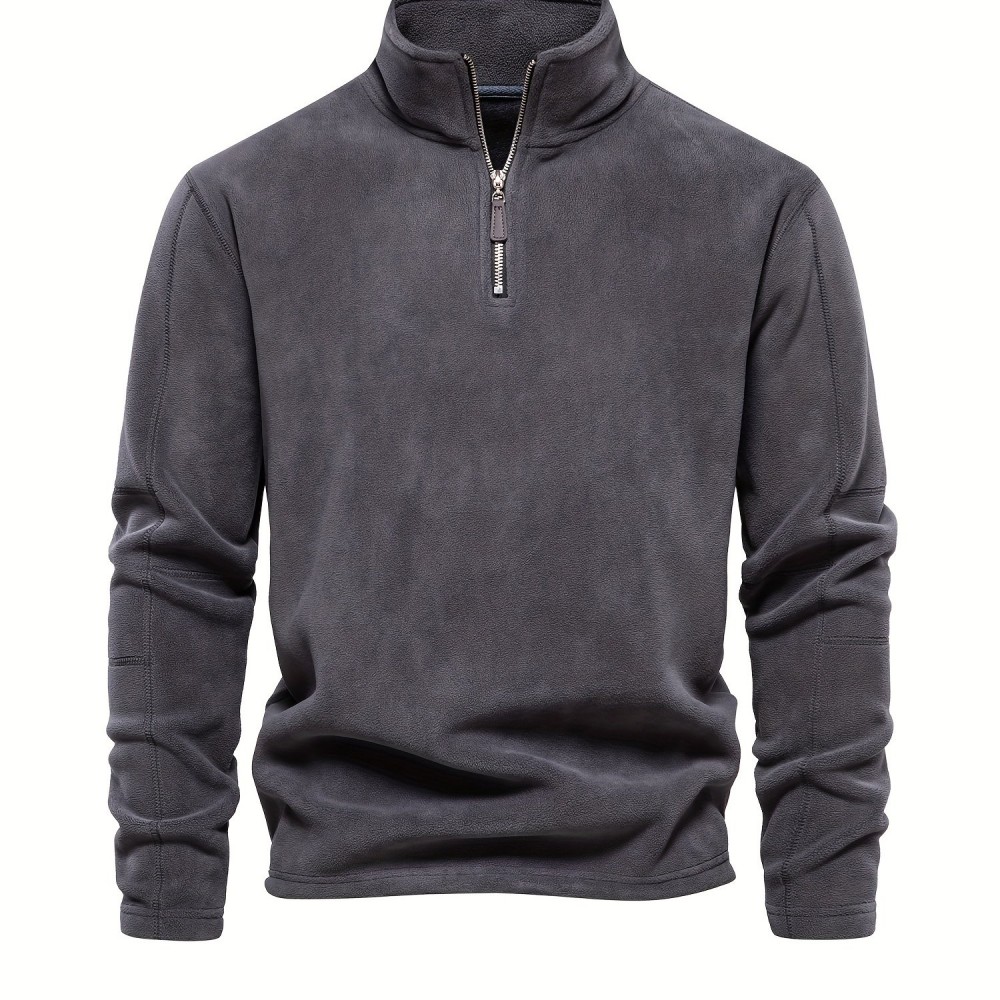 Men's Corduroy Zip-Up V-Neck Sweatshirt - Polyester