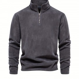 Men's Corduroy Zip-Up V-Neck Sweatshirt - Polyester