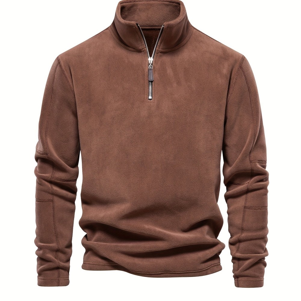 Men's Corduroy Zip-Up V-Neck Sweatshirt - Polyester
