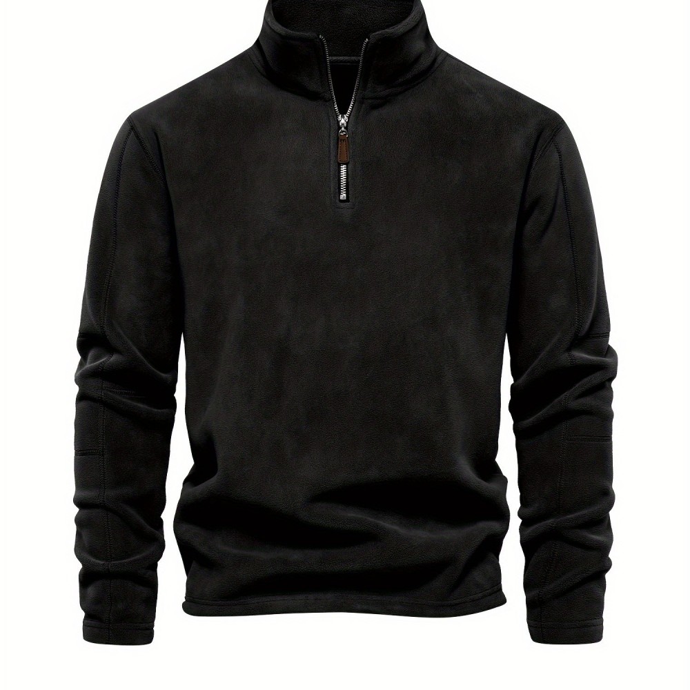 Men's Corduroy Zip-Up V-Neck Sweatshirt - Polyester