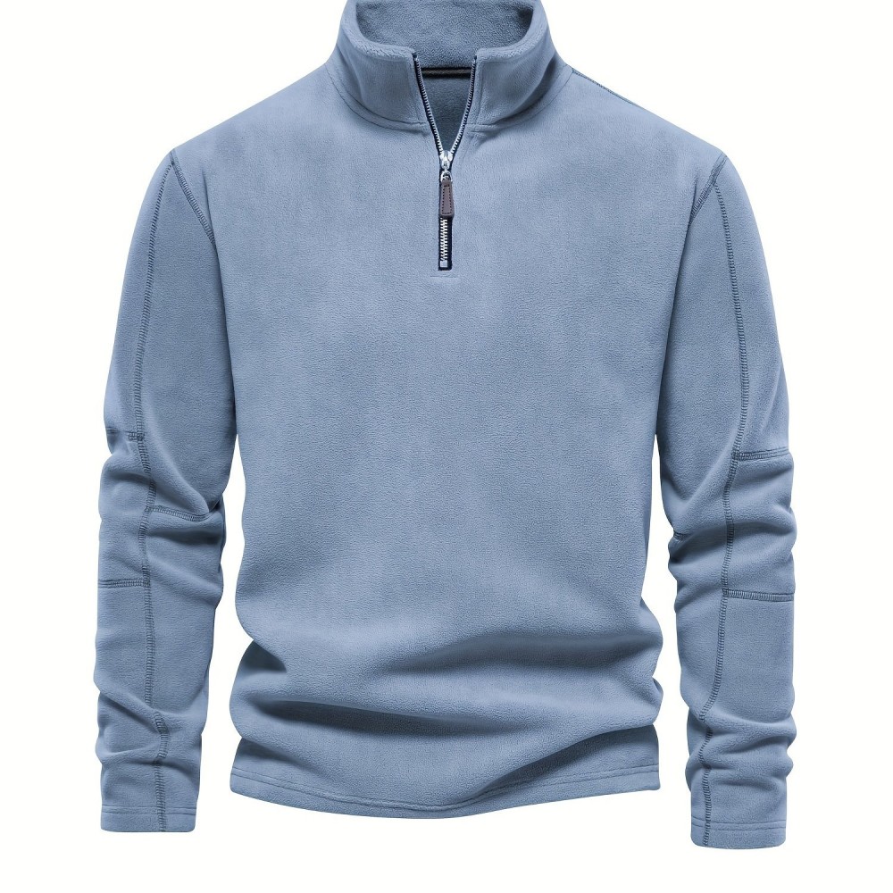 Men's Corduroy Zip-Up V-Neck Sweatshirt - Polyester
